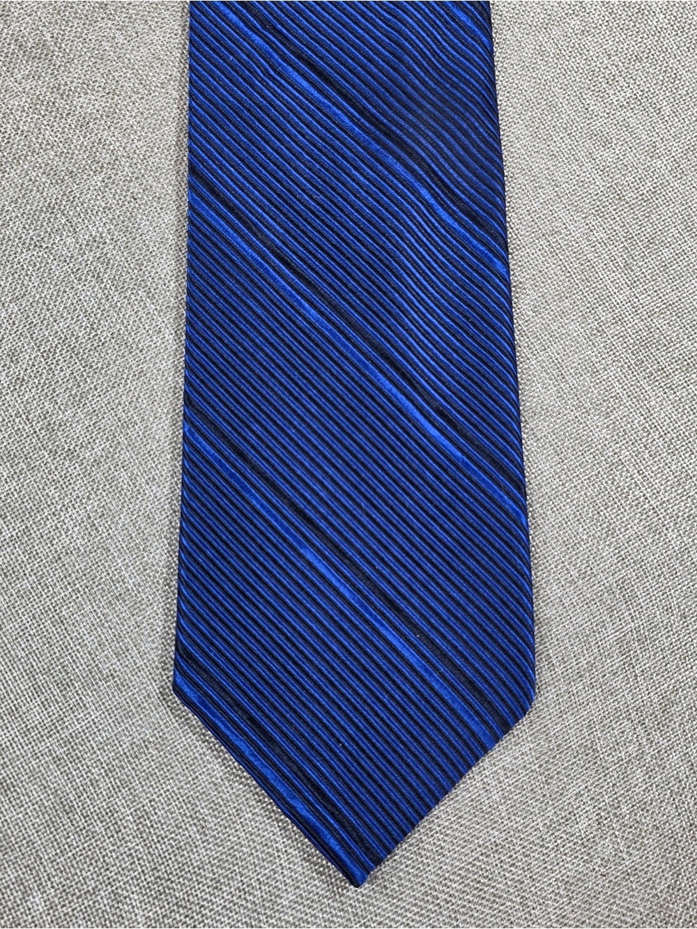XMI Royal Blue English Silk Tie Hand Made USA Textured Wide Tie - Picture 2 of 7